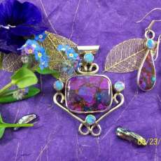 Mojava purple turquoise, Lt. blue Kyocera opal and sterling silver