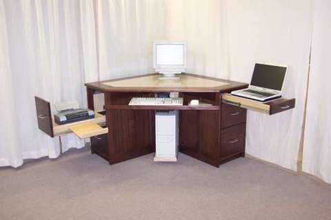 Walnut Corner desk with Corian inlay
