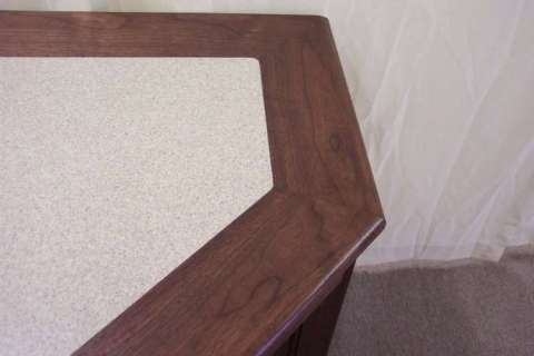Walnut top with Corian inlay