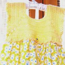 yellow thread crochet dress