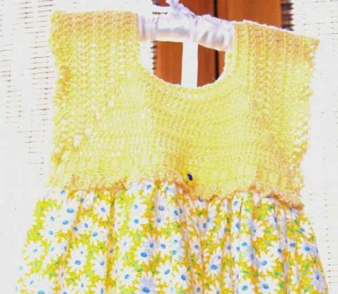 yellow thread crochet dress
