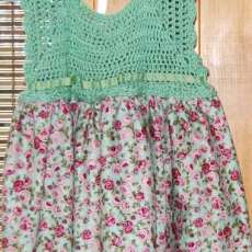 green thread crochet dress
