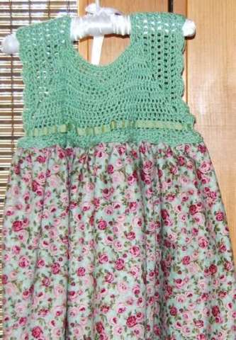 green thread crochet dress