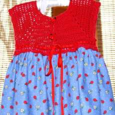 red lady bug crochet thread dress