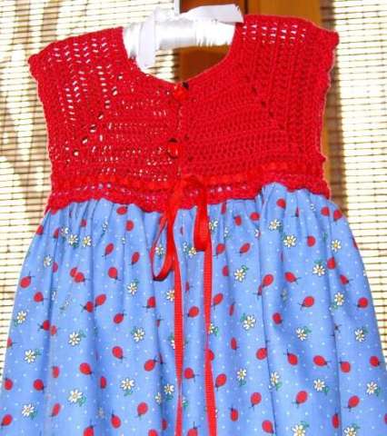 red lady bug crochet thread dress