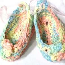infant ballet slipper with voile ribbon
