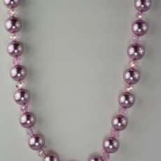 Pink Glass and Crystal Bead Necklace