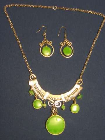 Jade Necklace and Earrings