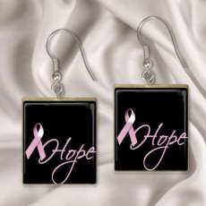 Pink Ribbon Breast Cancer Awareness Scrabble Tile Earrings