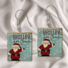 Waiting for Santa Scrabble Tile Earrings