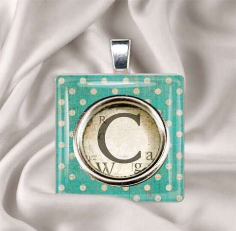 Alphabet Dotted Swiss Pendant