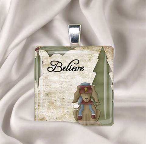 Believe Glass Tile Pendant