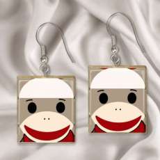 Sock Monkey Scrabble Tile Pendant