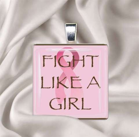 Fight Like a Girl Glass Pendant