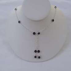 Onyx and Silver Necklace, Earring and Bracelet Set