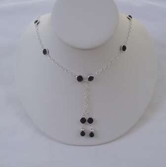 Onyx and Silver Necklace, Earring and Bracelet Set