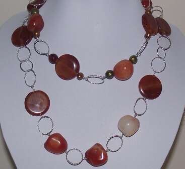 Carnelian Sterling Silver Necklace, Earring and Bracelet Set