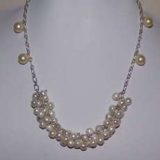 Nested White Fresh Water Pearl Necklace, Earring and Bracelet Set