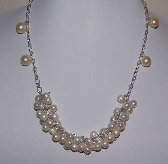Nested White Fresh Water Pearl Necklace, Earring and Bracelet Set