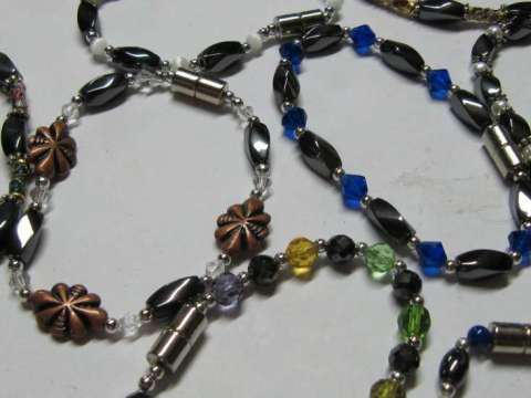 Hematite single strand bracelets.