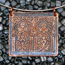 Taj motif, acid etched on recycled copper