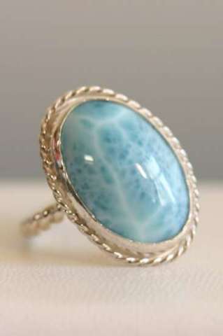 Dominican Larimar ring in sterling