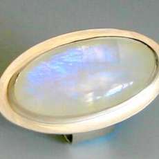 Rainbow Moonstone ring in sterling