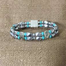 Double Strand Silver Magnetic Bracelet