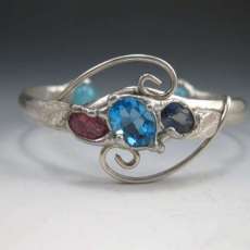 Blue Topaz, Tourmaline and Titanaura Bracelet