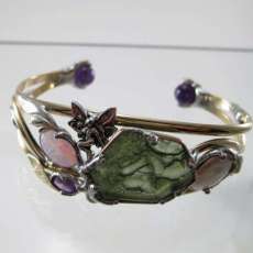 Moldavite, Opal Pearl and Pearl Bracelet