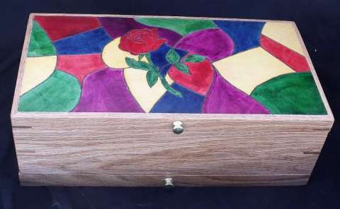 Stained glass leather jewelry box