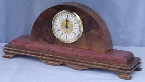 Walnut and purpleheart mantel clock