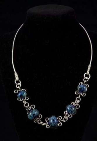 Blue Lampwork Beads and Wire