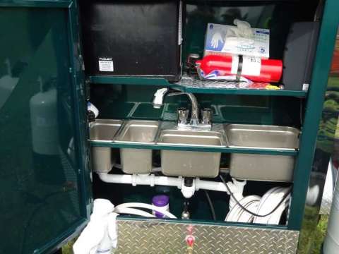 3 compartment sink with hand washing sink on roaster