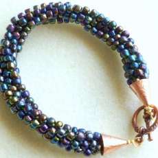 Kumihimo rainbow iris blue bracelet