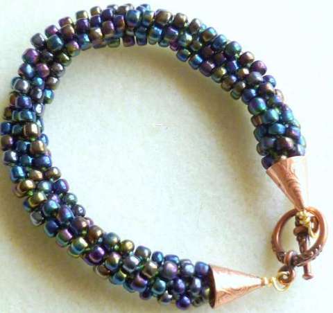 Kumihimo rainbow iris blue bracelet
