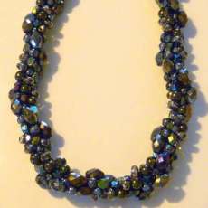 Black kumihimo cluster necklace