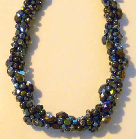 Black kumihimo cluster necklace