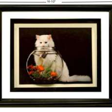 3D FRAMED CAT AND FISHBOWL 3D1ART