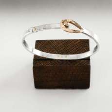 Sterling and 14k Gold Hinged Bangle Bracelet