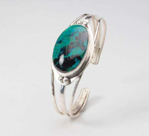 Sterling Silver and Chrysocolla Cuff Bracelet