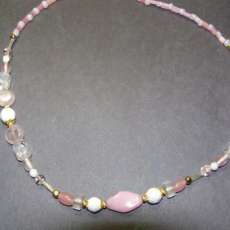 Pink & White Quartz & Howlite Necklace