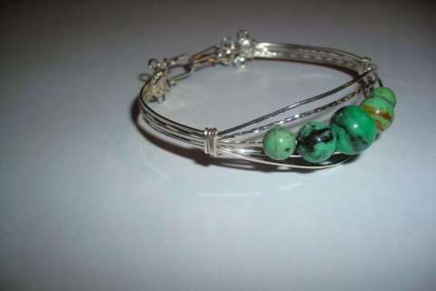 Handmade Chrysoprase wire wrapped bracelet