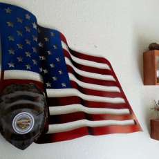 US Flag with Custom Badge plaque