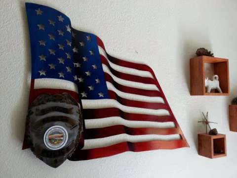 US Flag with Custom Badge plaque