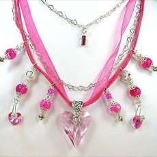 Rose Pink Shahrazad Ribbon Necklace