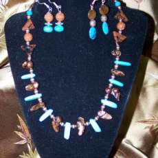 Dees Designs Turquoise and Mahogany Obsidian 18" Necklace