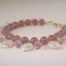 pearl, crystal and glass bead bracelet