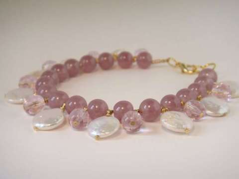 pearl, crystal and glass bead bracelet