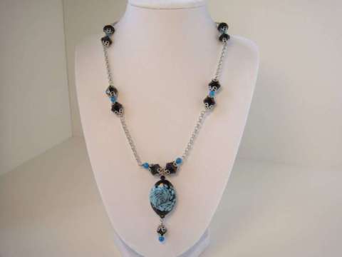 lampwork glass and crystal necklace